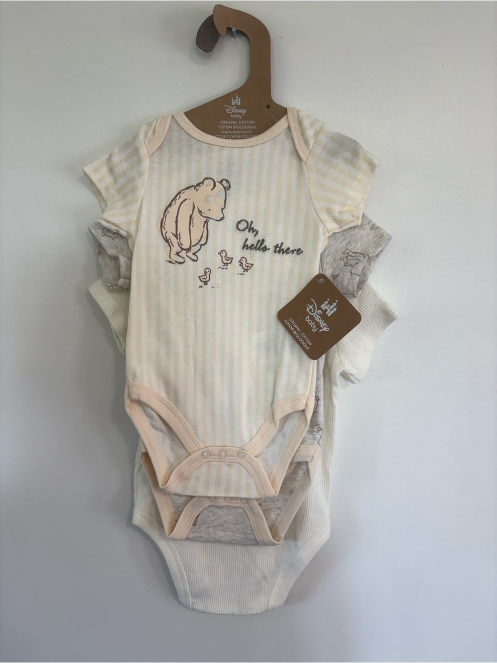 Disney Baby Winnie the Pooh Organic Cotton 3 Bodysuits 3-6 months NWT